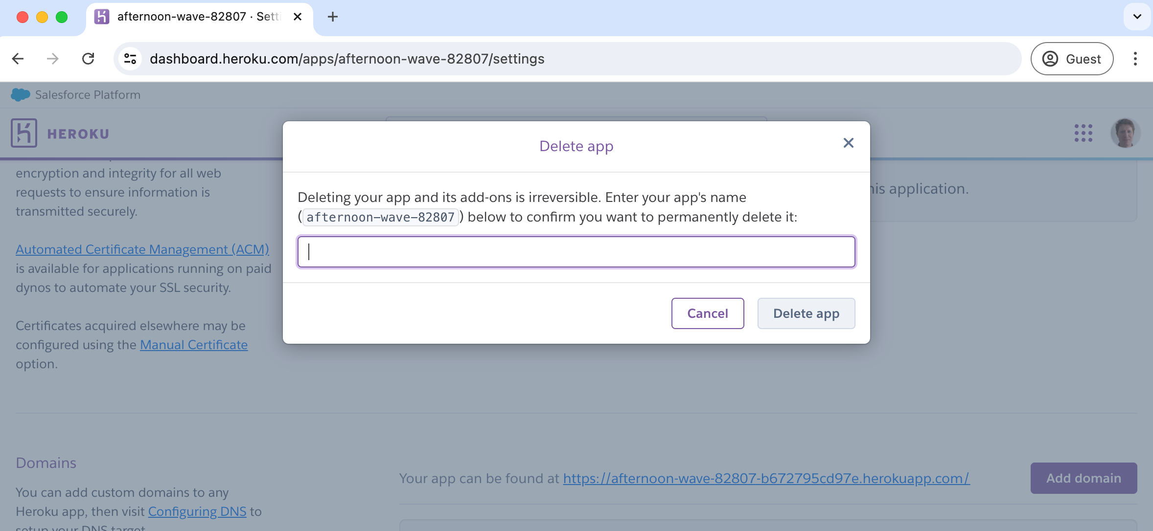 Heroku 删除应用
